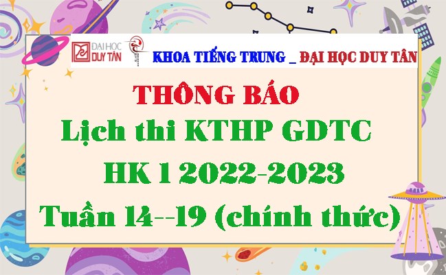 Thông báo Lịch thi KTHP GDTC HK 1 2022-2023 Tuần 14--19 (chính thức)