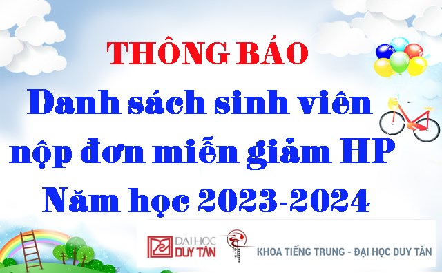 Danh sách sinh viên nộp đơn miễn giảm học phí năm học 2023-2024