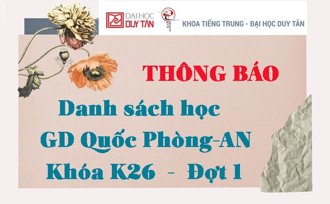 Danh sách học GDQP-AN khóa K26 đợt 1