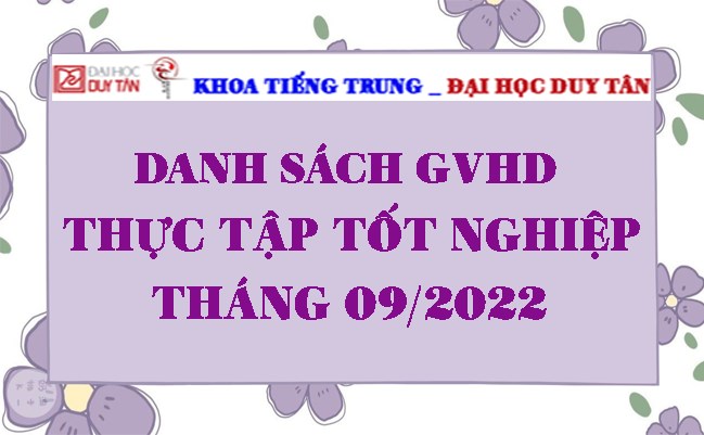 Danh sách GVHD thực tập tốt nghiệp T9/2022