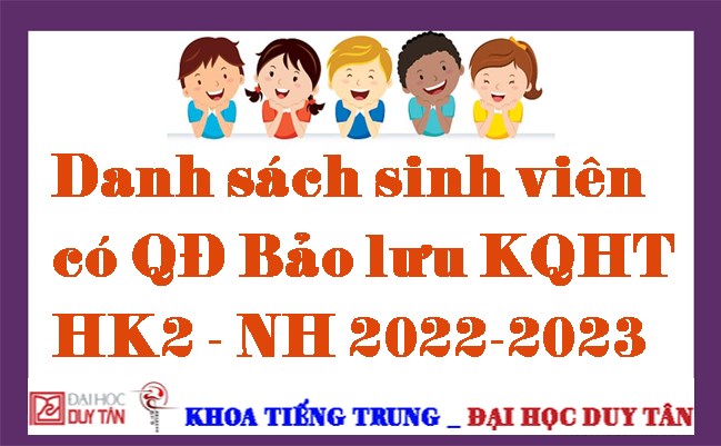 Danh sách sinh viên có QĐ Bảo lưu KQHT HK2 - NH 2022-2023