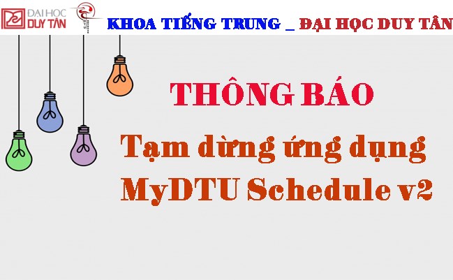 Thông báo tạm dừng ứng dụng MyDTU Schedule v2