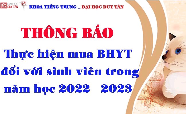 Thông báo thực hiện mua BHYT đối với sinh viên trong năm học 2022 - 2023