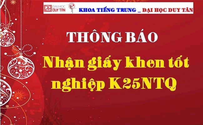 Thông báo nhận giấy khen tốt nghiệp K25NTQ