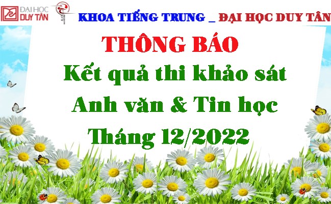 Thông báo Kết quả thi khảo sát Anh văn & Tin học tháng 12/2022