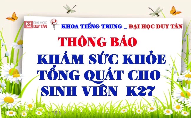 Thông báo khám sức khỏe tổng quát cho sinh viên K27 (bắt buộc)