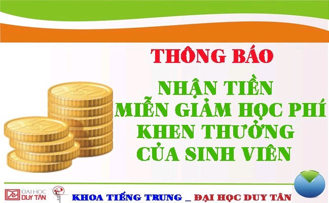 Thông báo nhận tiền miễn giảm HP, khen thưởng cho sinh viên