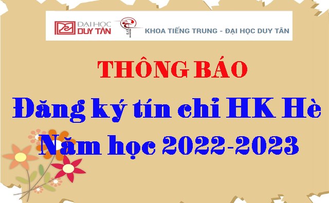 Thông báo Về việc đăng ký tín chỉ học kỳ hè năm học 2022-2023