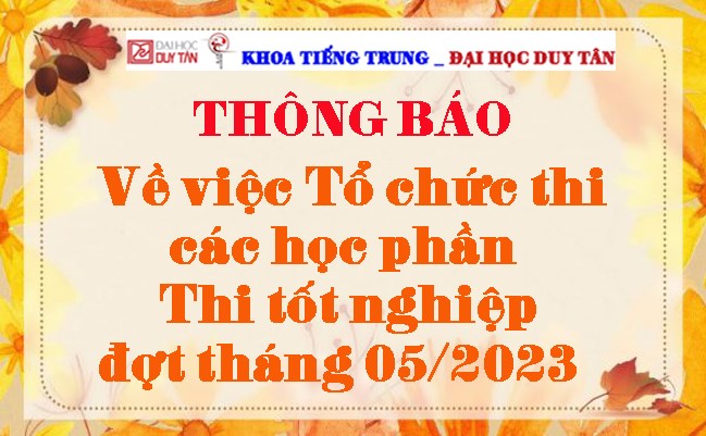 Thông báo Về Tổ chức thi các học phần Thi tốt nghiệp đợt tháng 05/2023