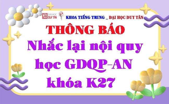 Thông báo nhắc lại nội quy học GDQp-AN khóa K27