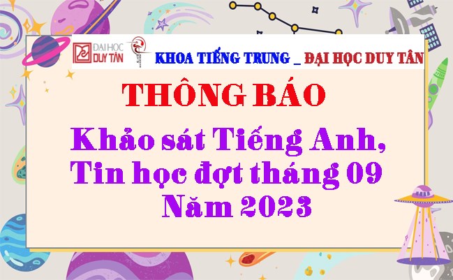 Thông báo Về việc khảo sát Tiếng Anh, Tin học đợt tháng 09 năm 2023