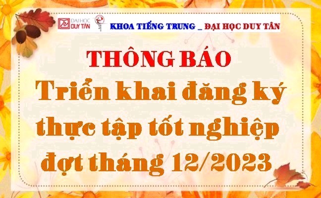 Triển khai đăng ký thực tập tốt nghiệp đợt T12/2023