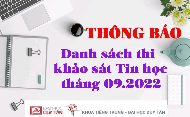 Danh sách thi khảo sát Tin học  tháng 09/2022