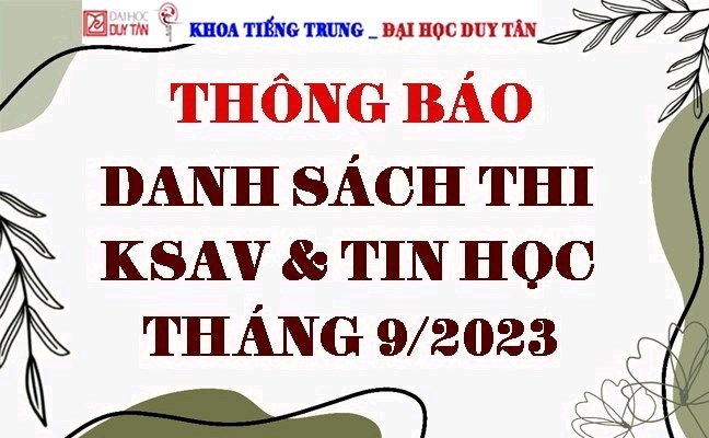 Danh sách thi khảo sát Anh Văn & Tin học tháng 09/2023