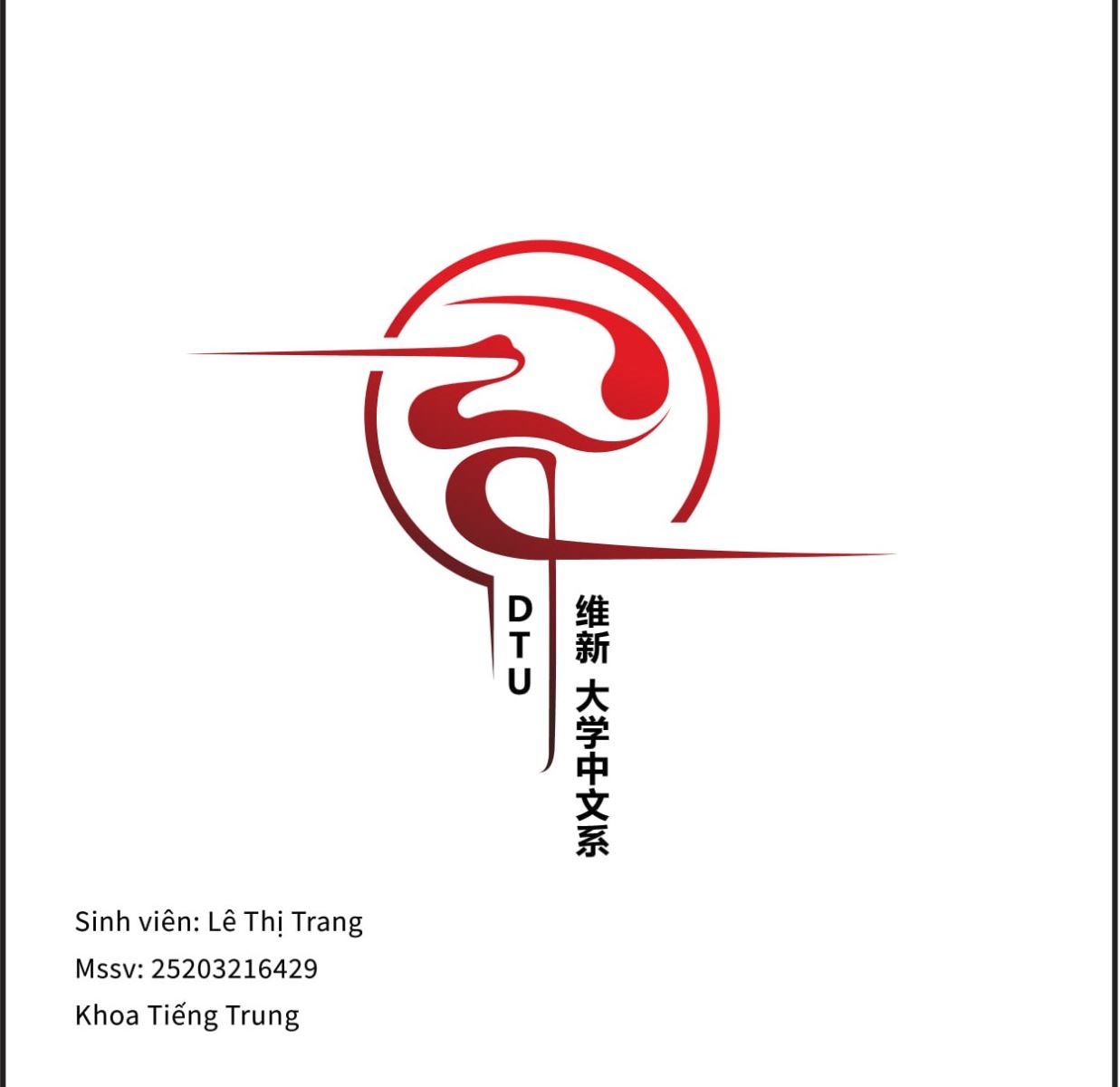 Tác phẩm dự thi số 12:
⭐ Họ và tên: Lê Thị Trang
⭐ Lớp: K26NTQ1
⭐ Tác phẩm dự thi: Logo DT

